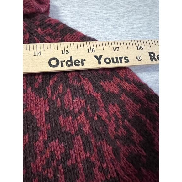 Bob Timberlake Sweater Womens Large Red Fair Isle Lambswool Nordic Long Cardigan - Picture 8 of 9